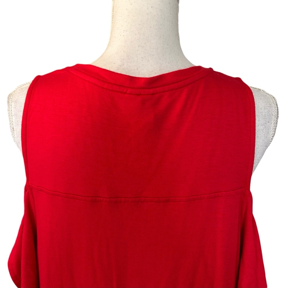 Kensie Cold Shoulder Tie Sleeve Shift Dress Women’s Sz Large Red Valentines New — image 5 of 7